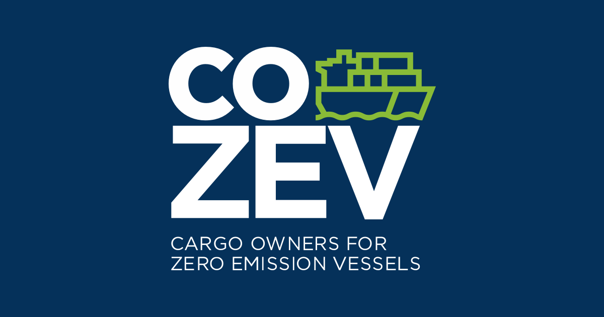 Logo for Cargo Owners for Zero Emission Vessels on Dark Blue Background